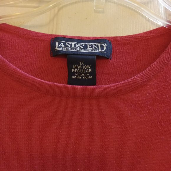 Short Sleeve Red Pull Over Sweater by Land's End in Size 1X - Picture 2 of 2